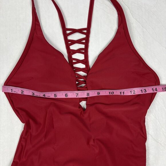 Cupshe Red Lattice Racerback Padded One Piece Swimsuit Women’s Small - Picture 5 of 11